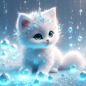 Preview: Diamond Painting Weisse Katze & Kristalltropfen im Gesicht